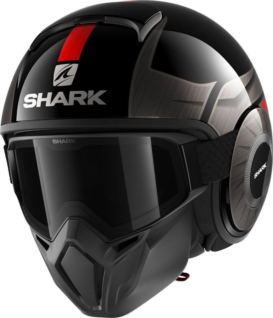 Shark Street-Drak Tribute RM Helmet, black-grey-red-silver, Size XS, black-grey-red-silver, Size XS