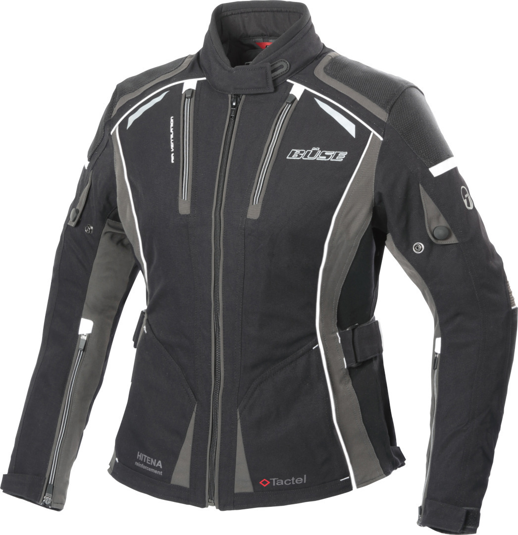 Büse Linda Ladies Motorcycle Textile Jacket, black-grey, Size 34 for Women, black-grey, Size 34 for Women