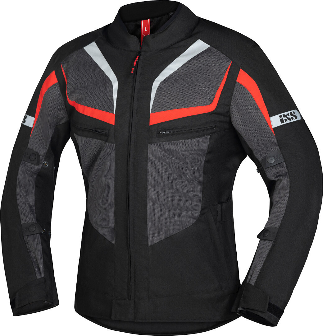 IXS Gerona-Air 1.0 Motorfiets textiel jas, zwart-grijs-rood, afmeting M
