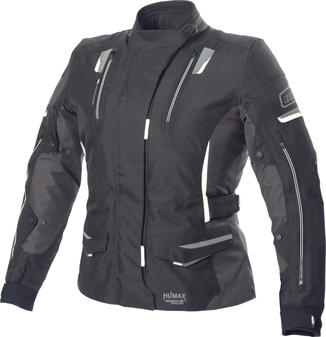 Büse Jana Ladies Motorcycle Textile Jacket, black-grey-white, Size 36 for Women, black-grey-white, Size 36 for Women