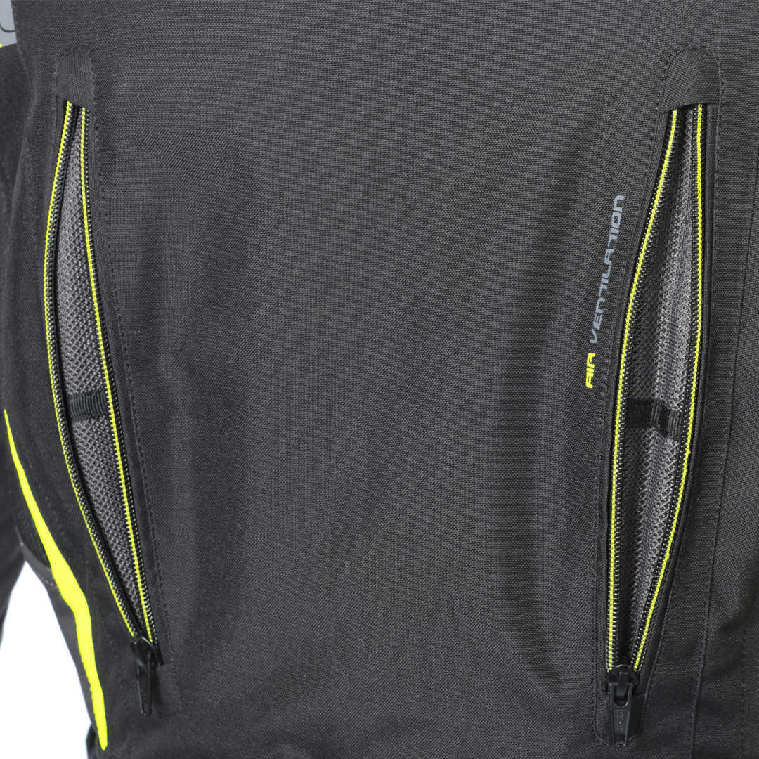 Side view of Büse Jana Ladies Motorcycle Textile Jacket, black-grey-yellow, Size 38 for Women