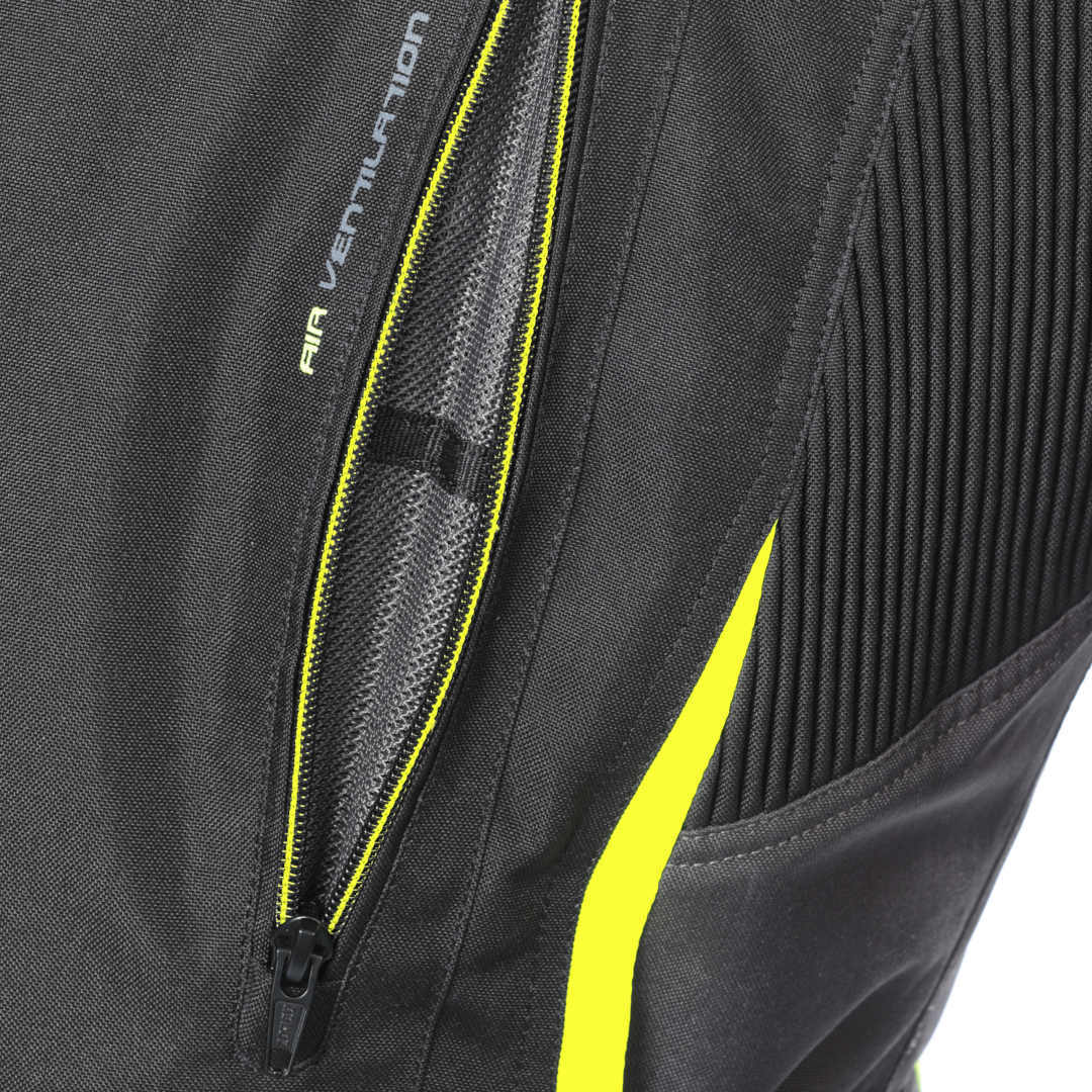 Side view of Büse Jana Ladies Motorcycle Textile Jacket, black-grey-yellow, Size 38 for Women