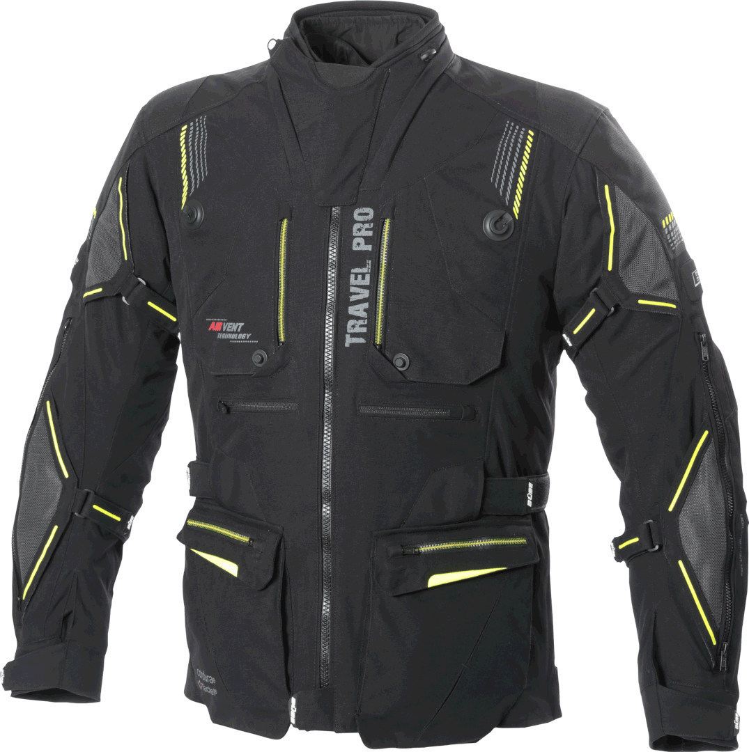 Büse Travel Pro Motorcykel Textil Jacka, svart-grå-gul, storlek 30