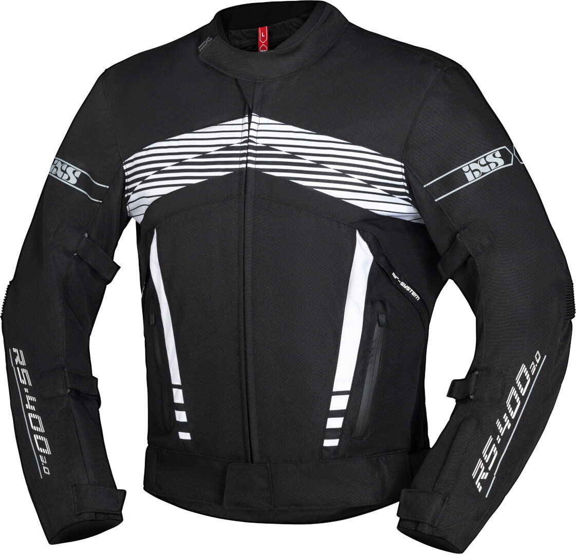 IXS RS-400-ST 3.0 Motorcycle Textile Jacket, black-white, Size S, black-white, Size S