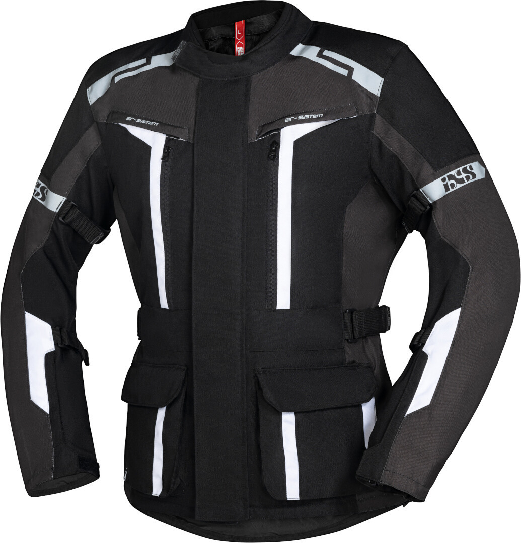 IXS Evans-ST 2.0 Motorcycle Textile Jacket, black-grey-white, Size M, black-grey-white, Size M