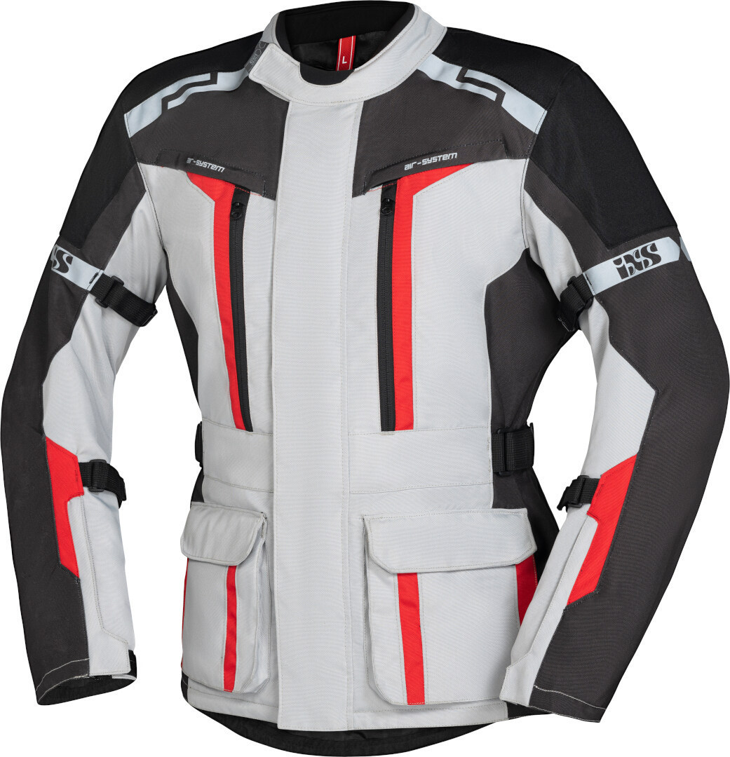 IXS Evans-ST 2.0 Motorcycle Textile Jacket, grey-red, Size S, grey-red, Size S