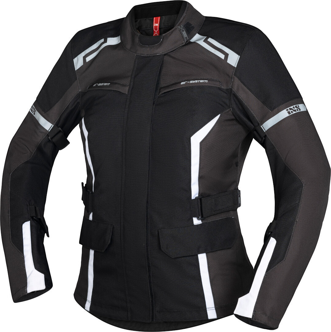 IXS Evans-ST 2.0 Ladies Motorcycle Textile Jacket, black-grey-white, Size S for Women, black-grey-white, Size S for Women