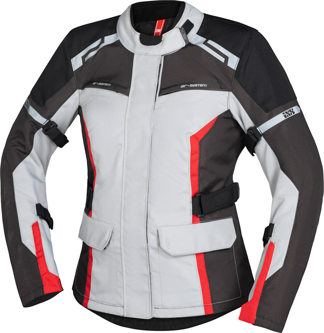 IXS Evans-ST 2.0 Ladies Motorcycle Textile Jacket, grey-red, Size S for Women, grey-red, Size S for Women