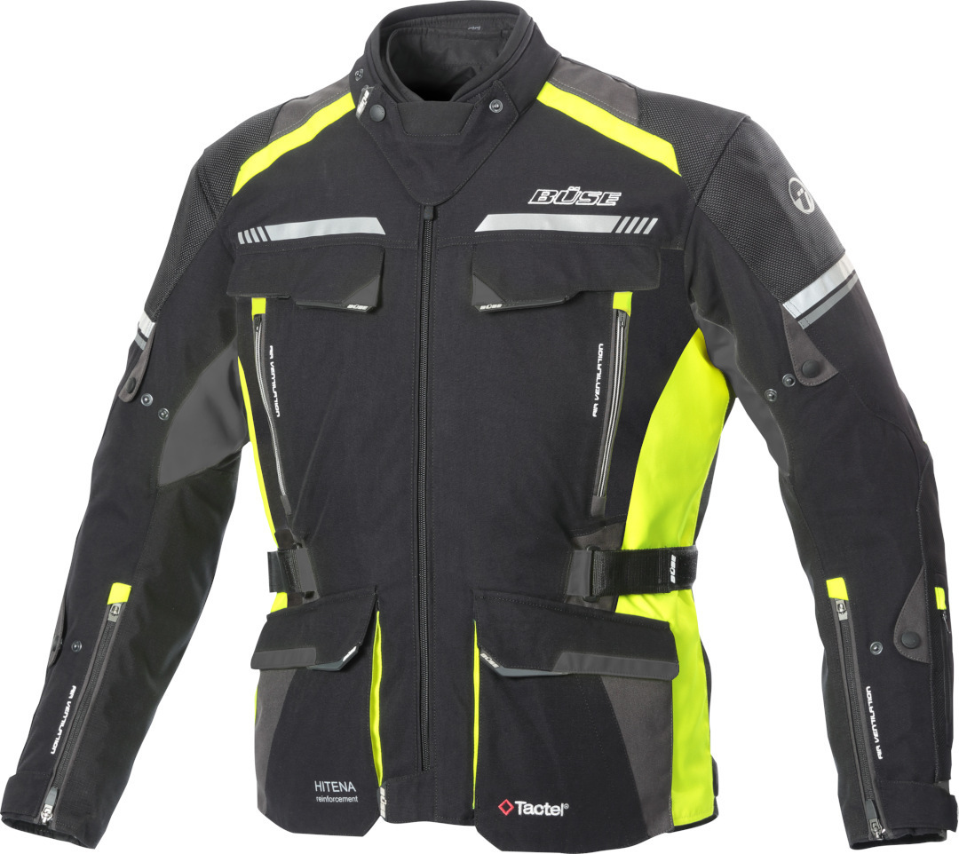 Büse Highland 2 Motorcykel Textil Jacka, svart-grå-gul, storlek 64