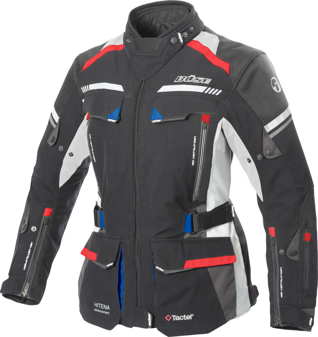 Büse Highland 2 Ladies Motorcycle Textile Jacket, black-red, Size 36 for Women, black-red, Size 36 for Women
