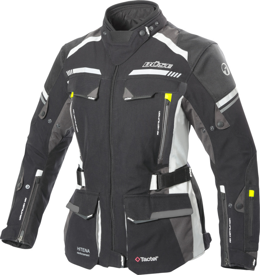 Büse Highland 2 Ladies Motorcycle Textile Jacket, black-grey, Size 36 for Women, black-grey, Size 36 for Women