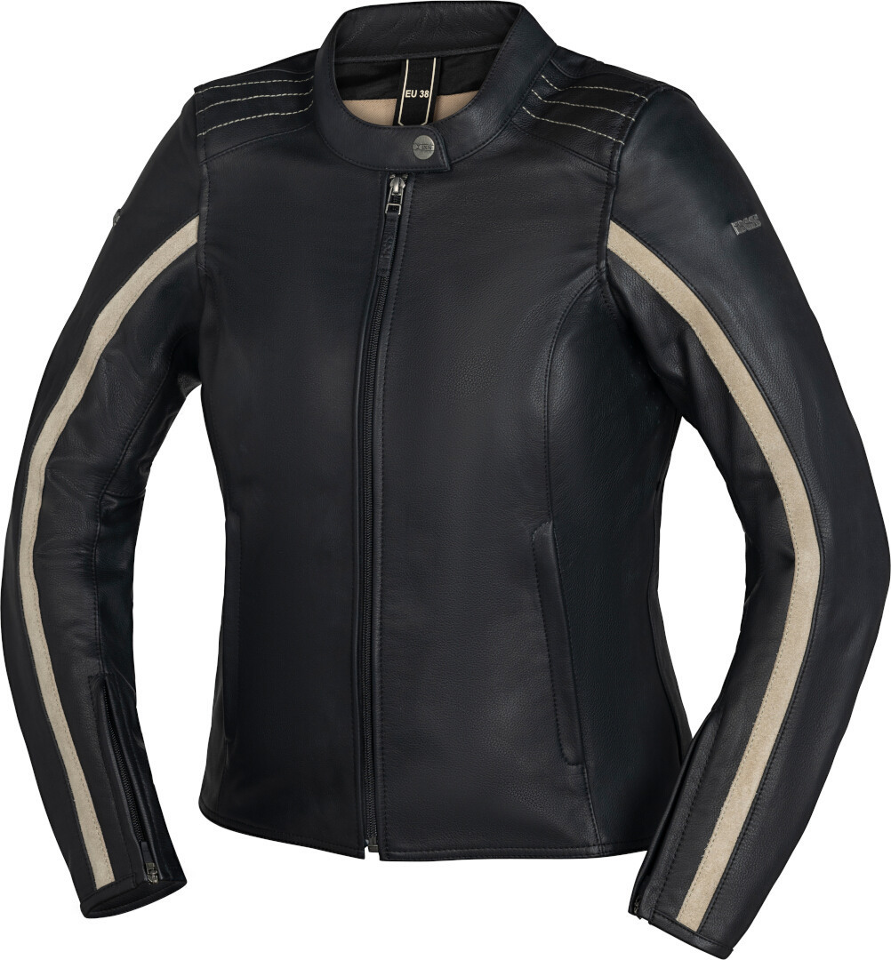 IXS Stripe Ladies Motorcycle Leather Jacket, black, Size 36 for Women, black, Size 36 for Women