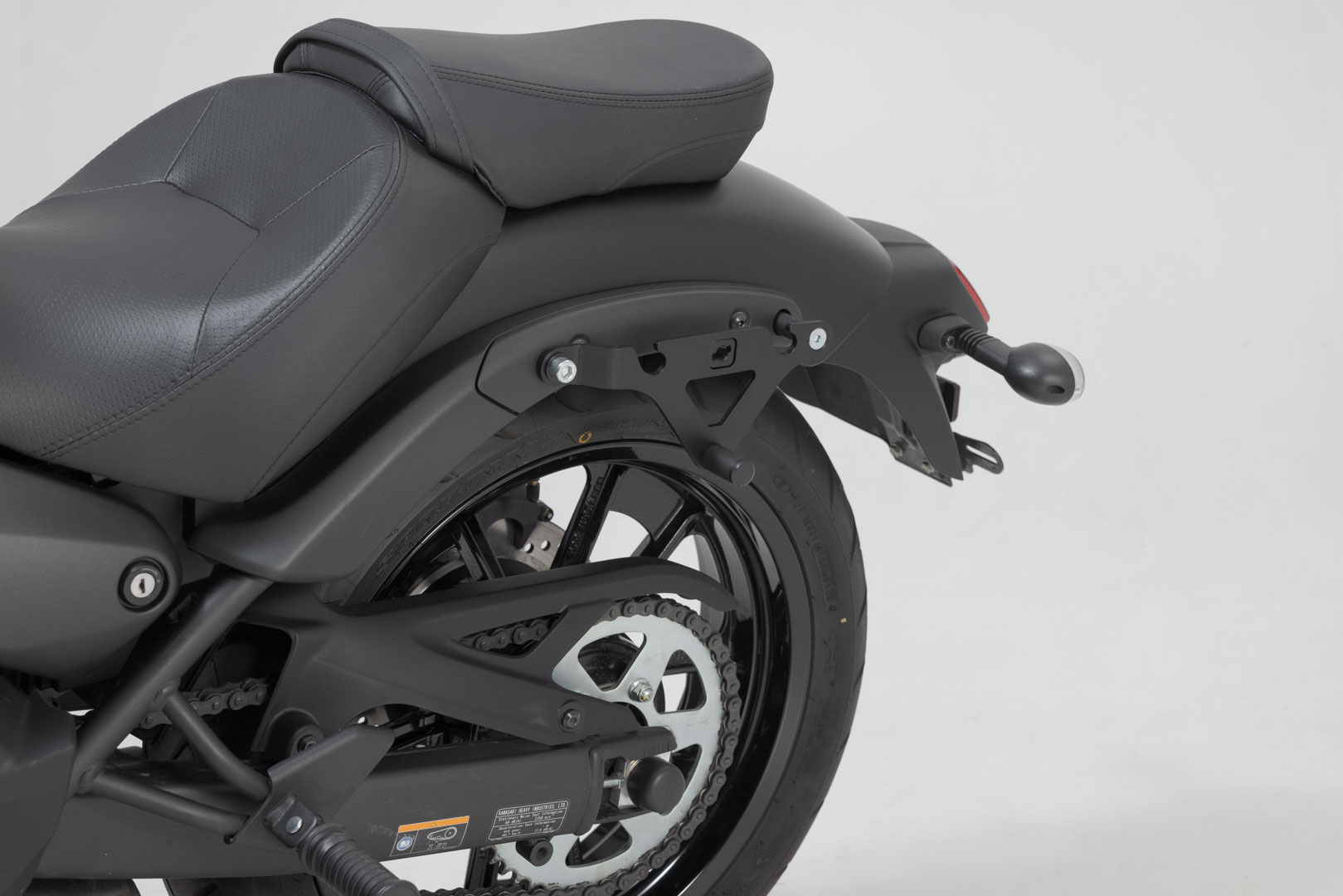 Side view of SW-Motech SLH side carrier LH1 left - Kawasaki Vulcan S (16-). For LH1.