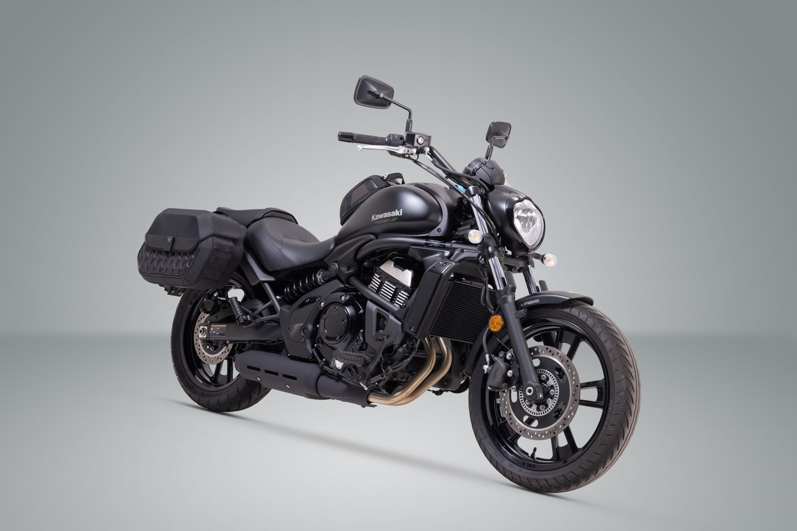 Side view of SW-Motech SLH side carrier LH1 left - Kawasaki Vulcan S (16-). For LH1.
