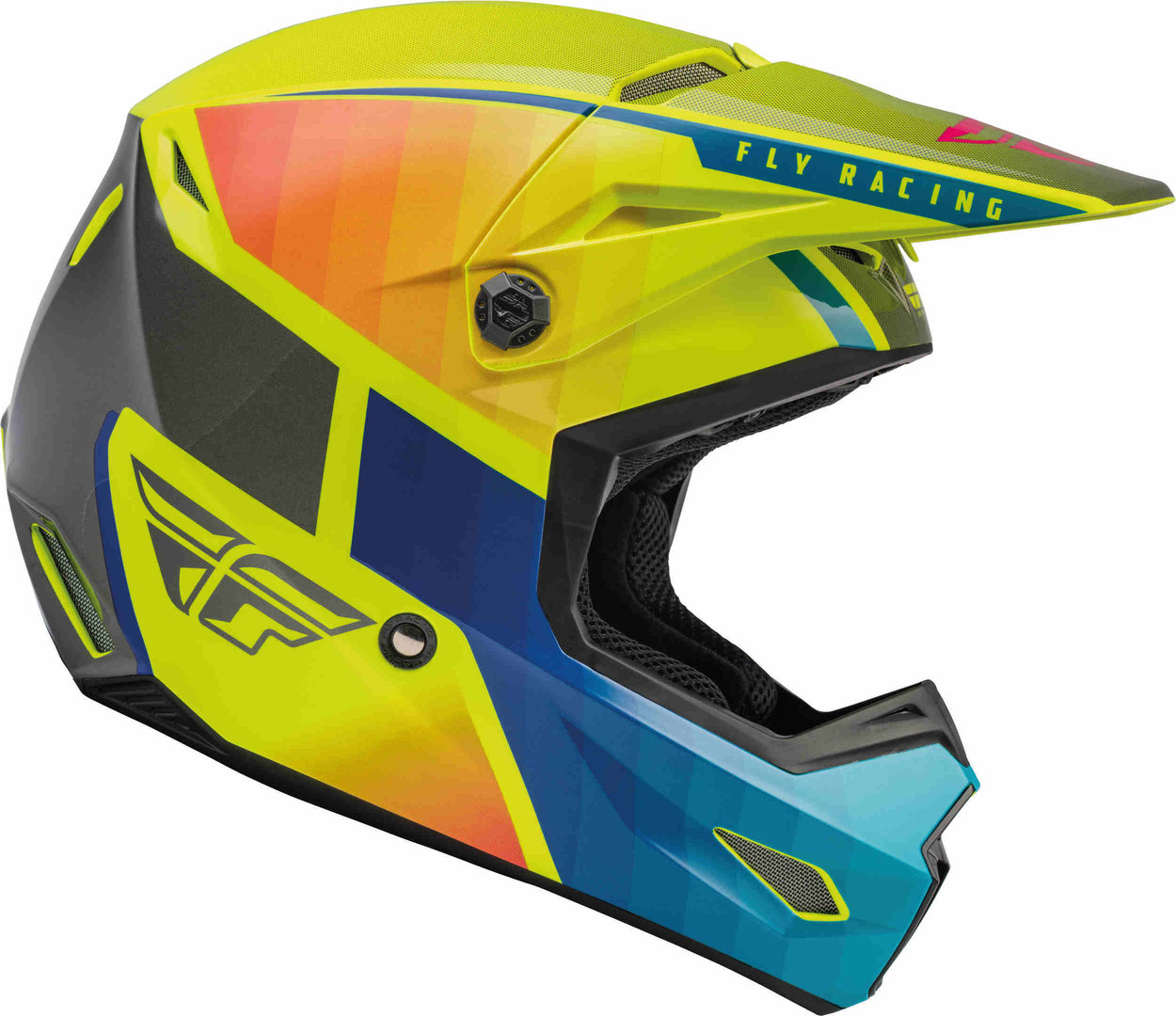 Fly Racing Kinetic Drift Motocross Helmet, blue-yellow, Size XS, blue-yellow, Size XS