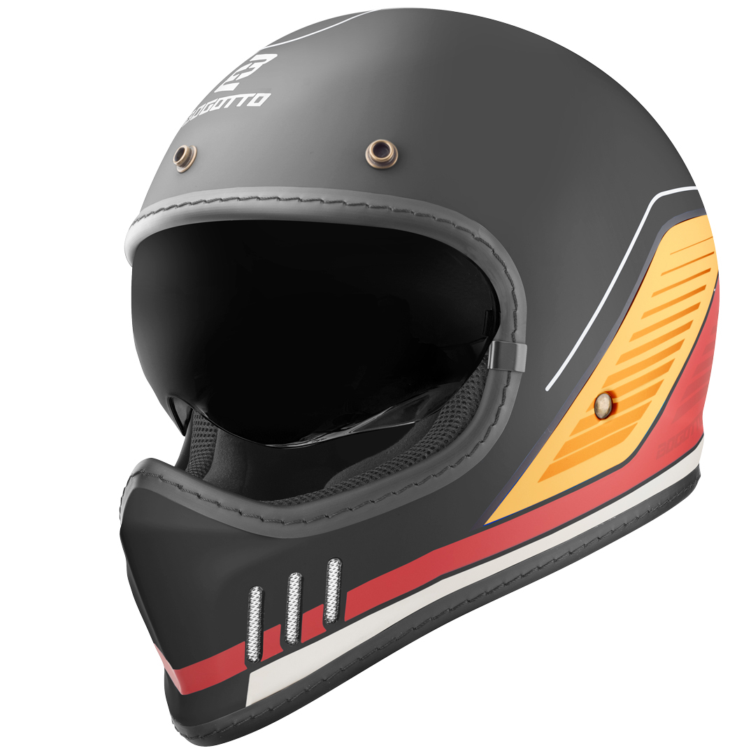 Bogotto FF980 EX-R Caferacer Cross Helmet, black-red-yellow, Size XS, black-red-yellow, Size XS