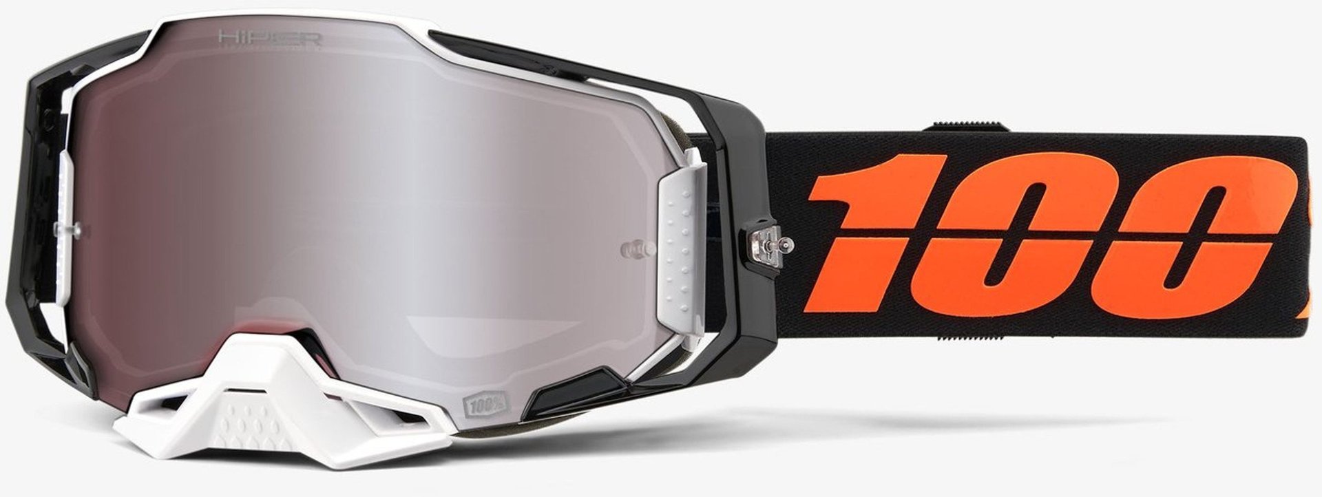 100% Armega HiPER Blacktail Motocross Goggles, black-orange, black-orange, Size One Size