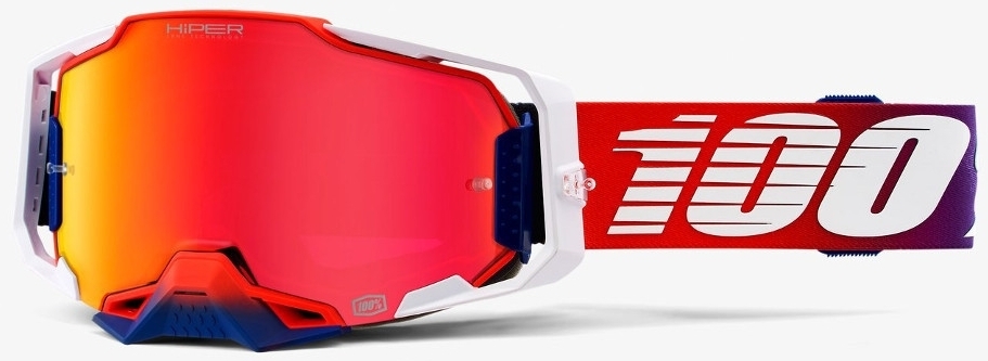 100% Armega HiPER Factory Motocross Brille, weiss-rot, weiss-rot