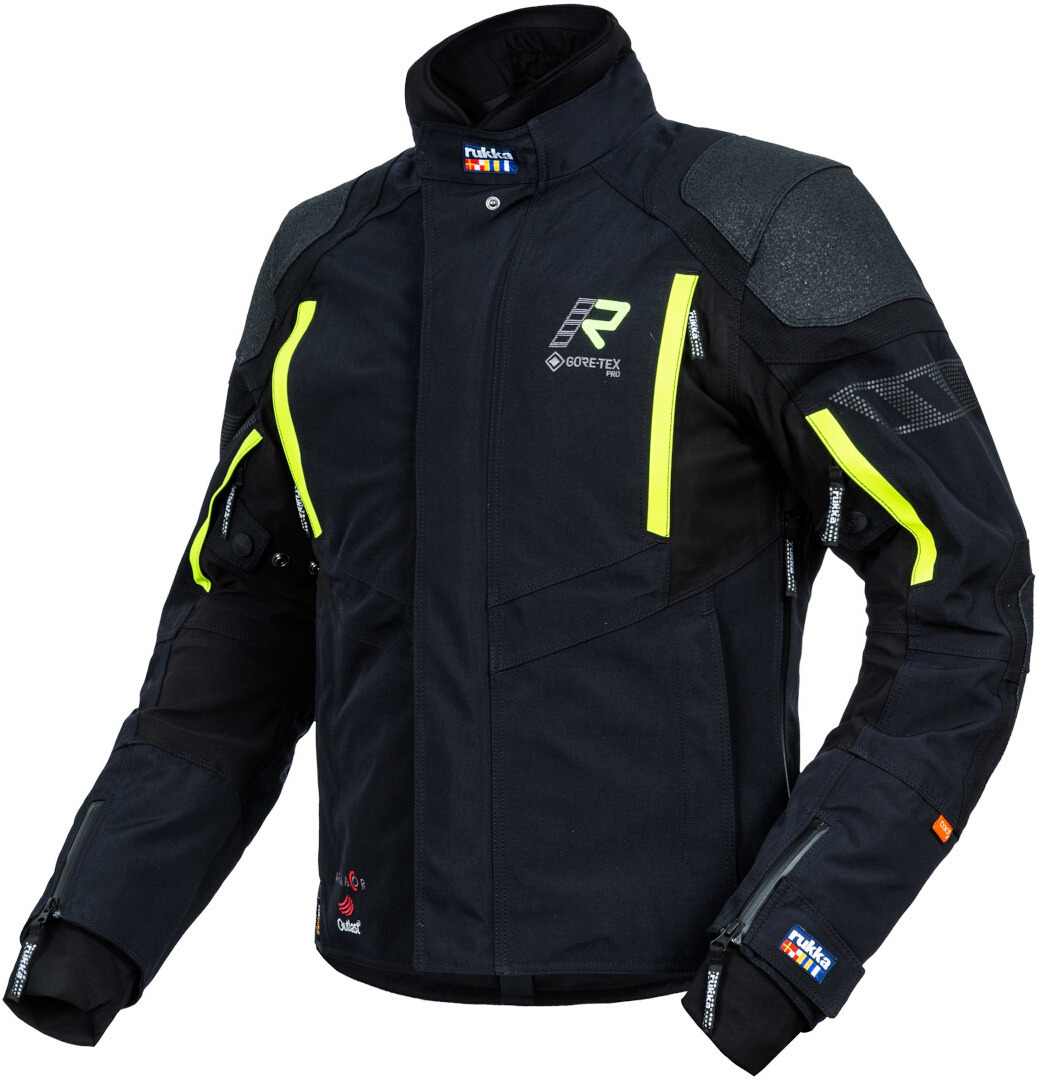 Rukka Shield-RD WP GTX Textil motorcykel jacka, svart-gul, storlek 52
