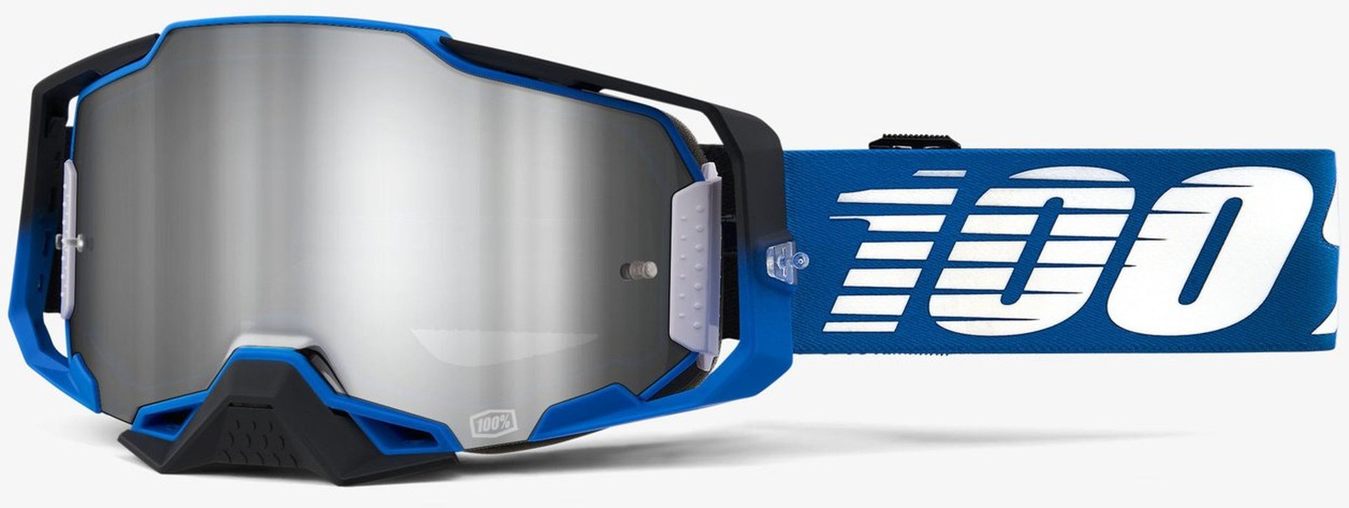 100% Armega Extra Rockchuck Motocross Goggles, black-blue, black-blue, Size One Size