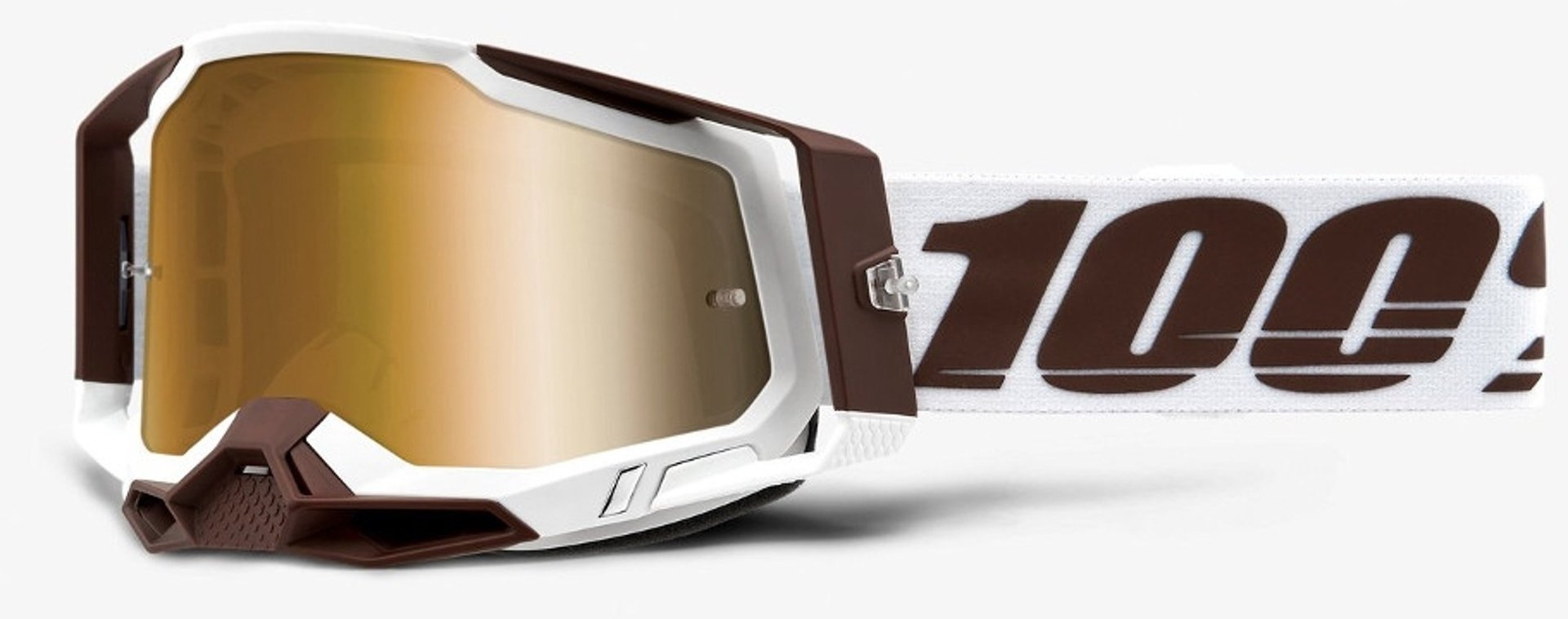 100% Racefraft 2 Extra Snowbird Motocross Goggles, white-brown, white-brown, Size One Size
