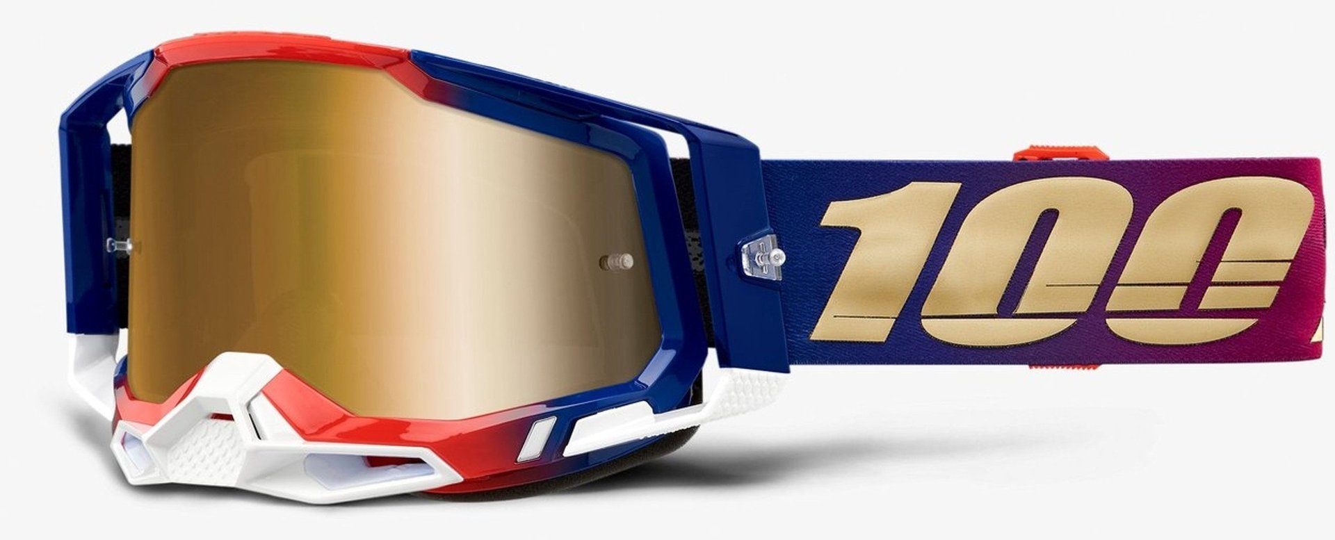 100% Racefraft 2 Extra United Motocross Goggles, red-blue, red-blue, Size One Size