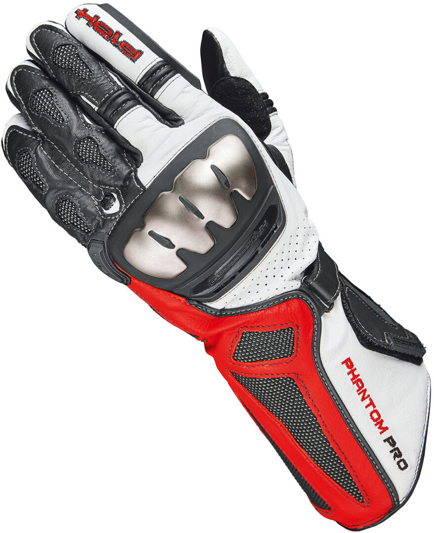 Held Phantom Pro Motorcycle Gloves, black-white-red, Size S, black-white-red, Size S
