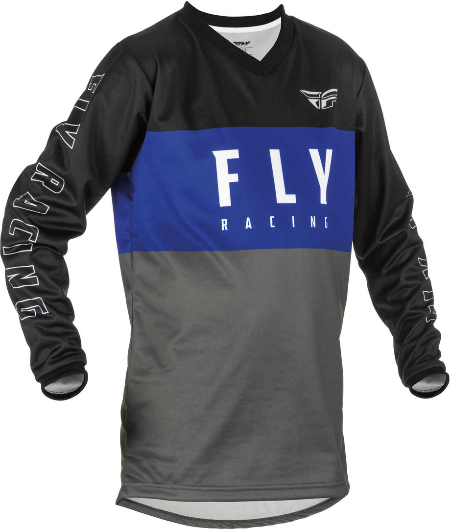 Fly Racing F-16 Jugend Jersey, schwarz-grau-blau, Größe S, schwarz-grau-blau, Größe S