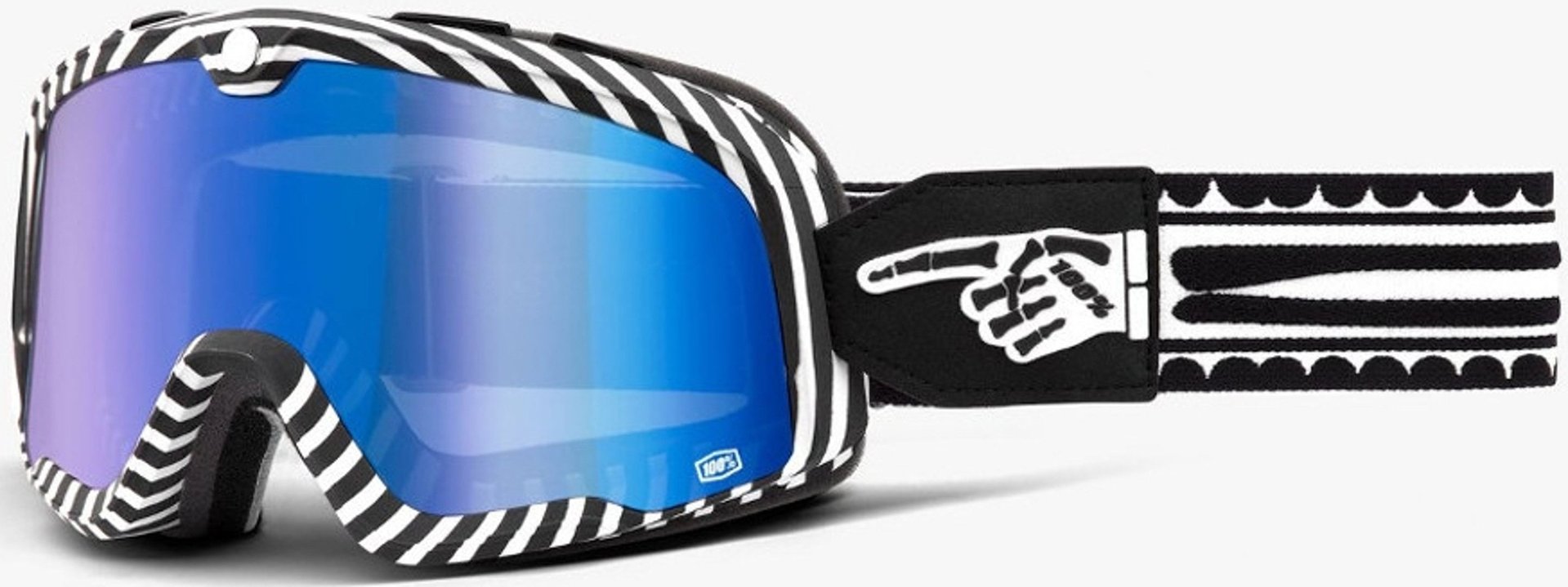 100% Barstow Death Spray Motocross Goggles, black-white, black-white, Size One Size
