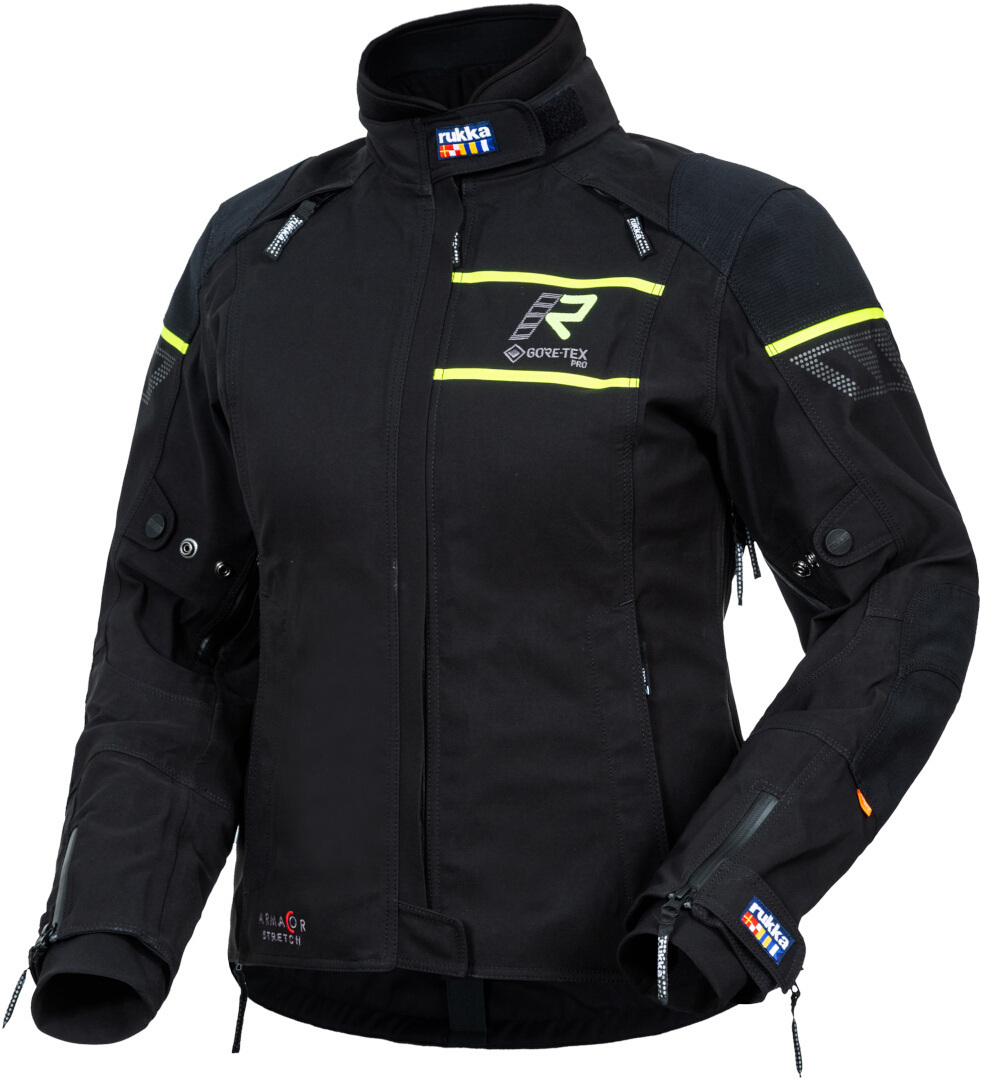 Rukka Raptorina GTX Damen Motorrad Textiljacke, schwarz-gelb, Größe 46, schwarz-gelb, Größe 46