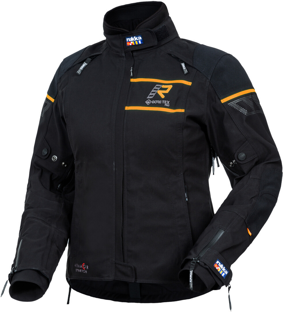 Rukka Raptorina GTX Ladies Motorcycle Textile Jacket, black-orange, Size 38 for Women, black-orange, Size 38 for Women