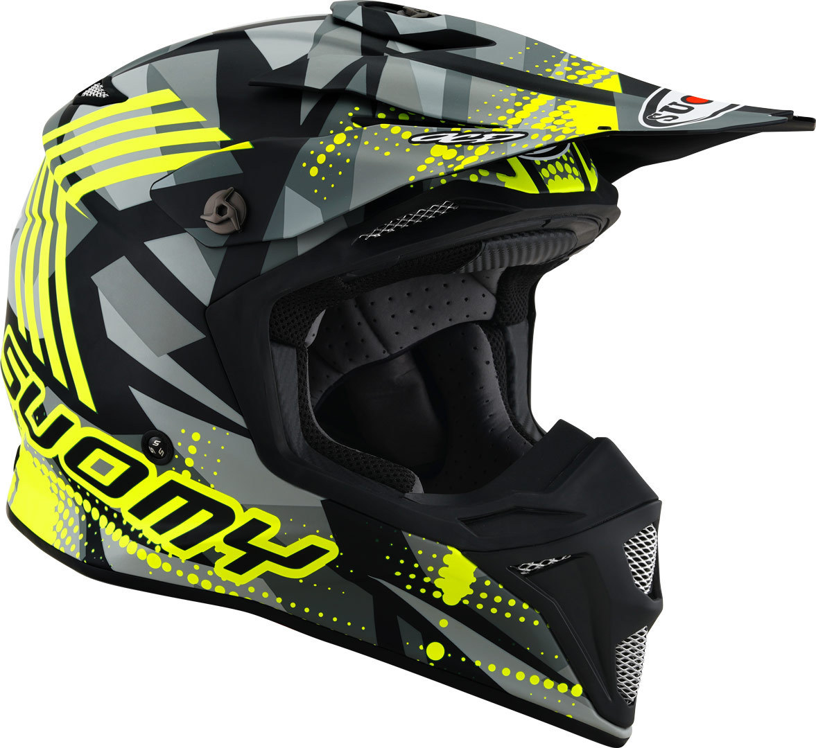 Side view of Suomy MX Speed Pro Sergeant Motocross Helmet, grey-yellow, Size M for Men