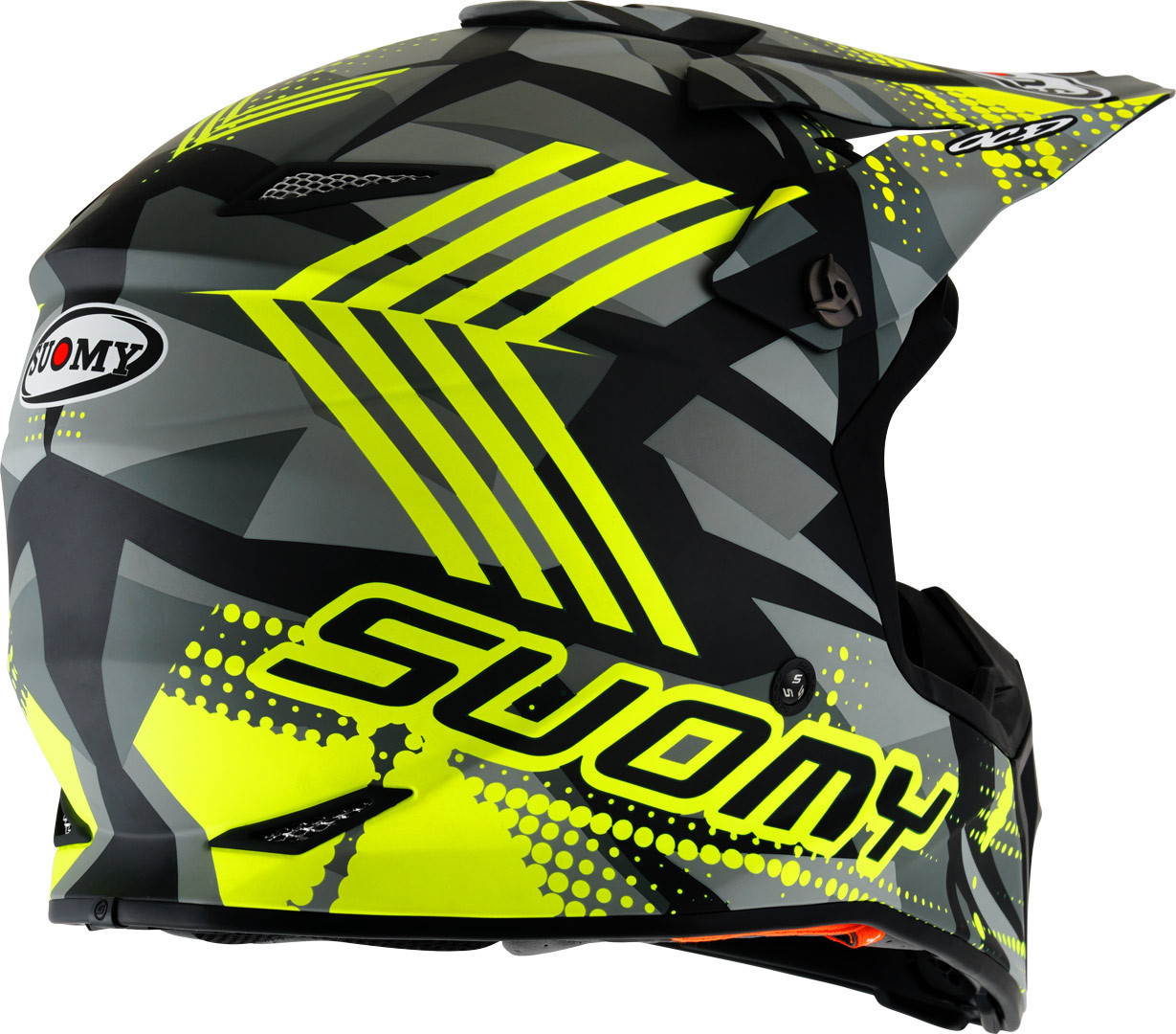 Side view of Suomy MX Speed Pro Sergeant Motocross Helmet, grey-yellow, Size M for Men