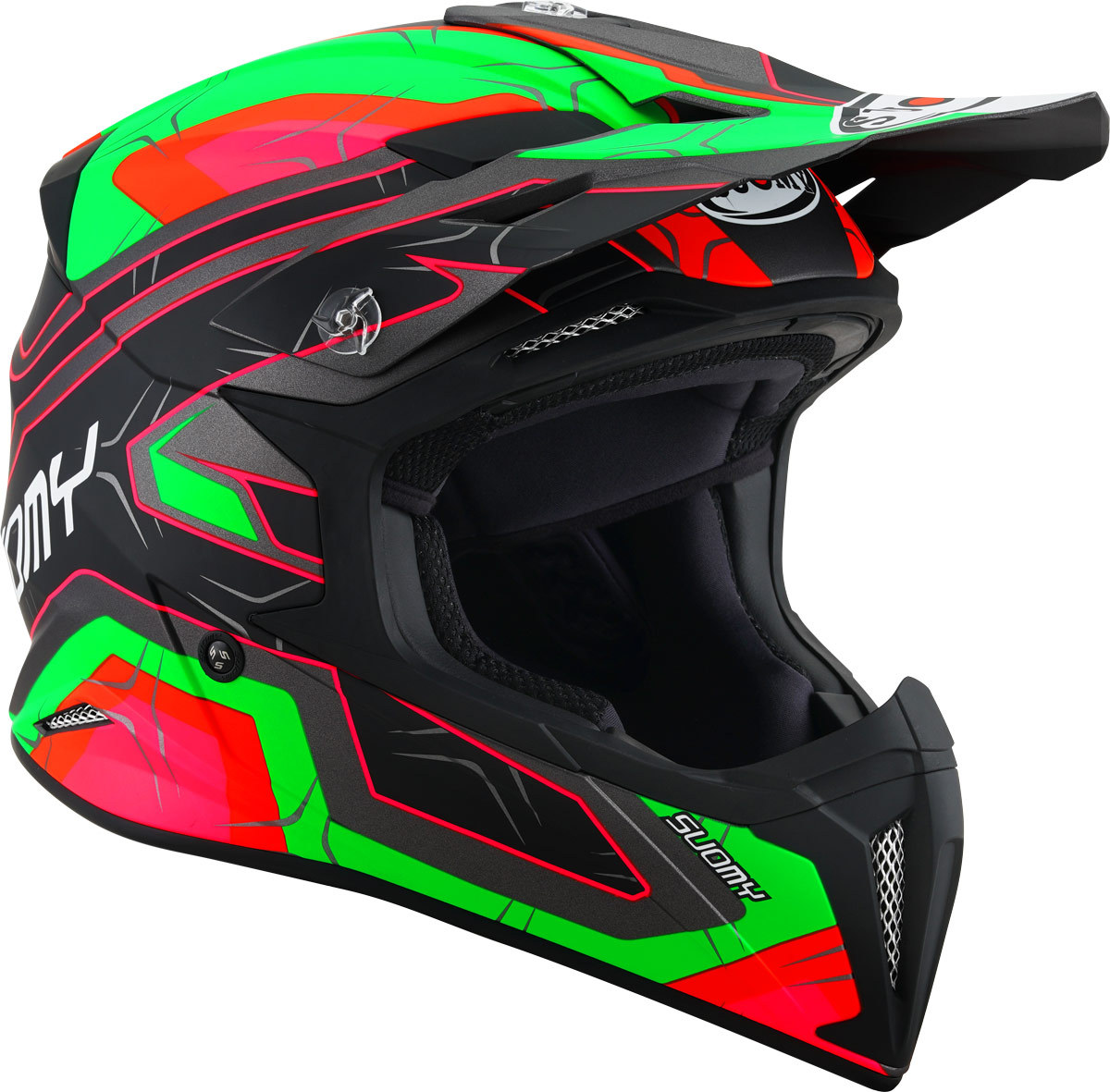 Side view of Suomy X-Wing Subatomic Motocross Helmet, black-green, Size XL for Men