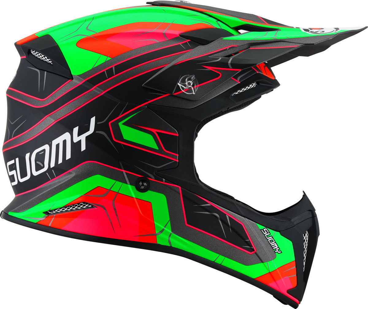 Side view of Suomy X-Wing Subatomic Motocross Helmet, black-green, Size XL for Men