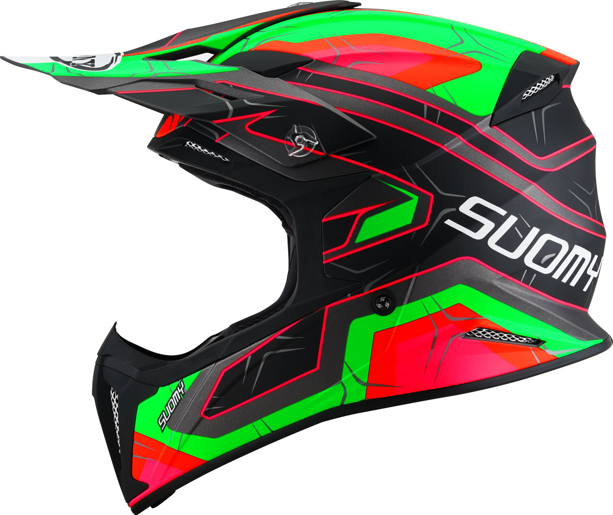 Side view of Suomy X-Wing Subatomic Motocross Helmet, black-green, Size XL for Men