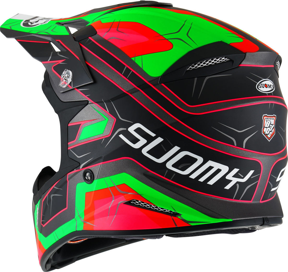 Side view of Suomy X-Wing Subatomic Motocross Helmet, black-green, Size XL for Men