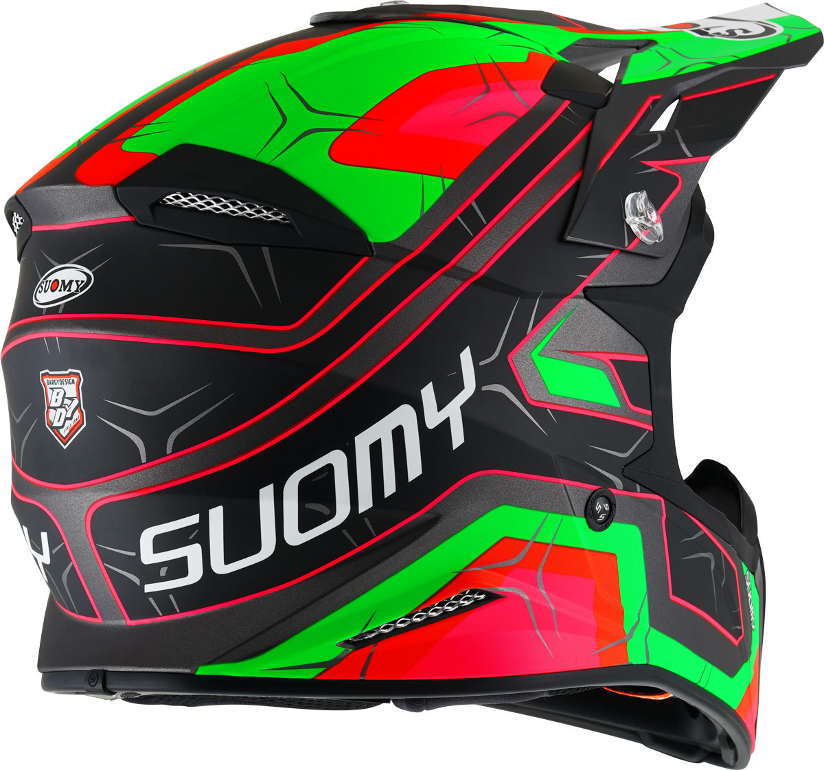 Side view of Suomy X-Wing Subatomic Motocross Helmet, black-green, Size XL for Men