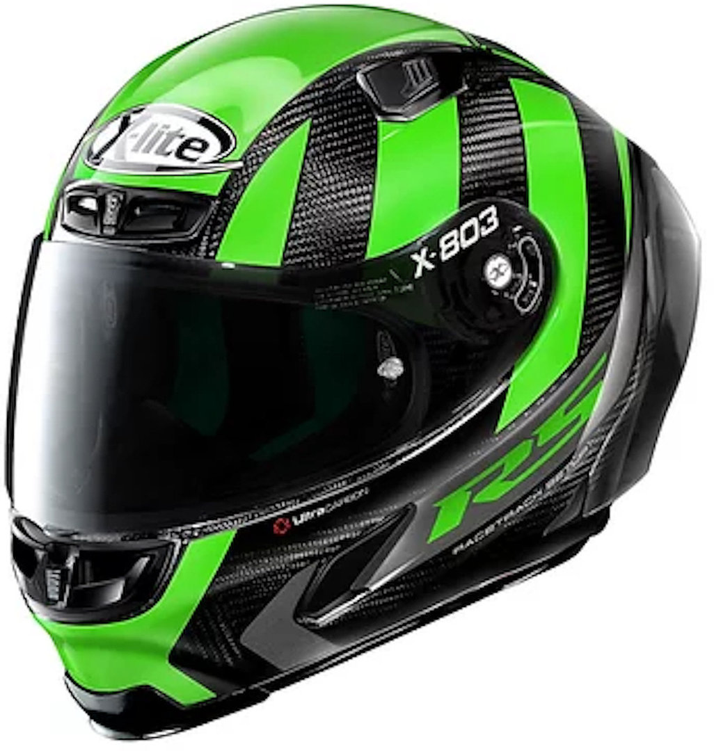 X-Lite X-803 RS Ultra Carbon Wheelie Helm, zwart-groen, afmeting S
