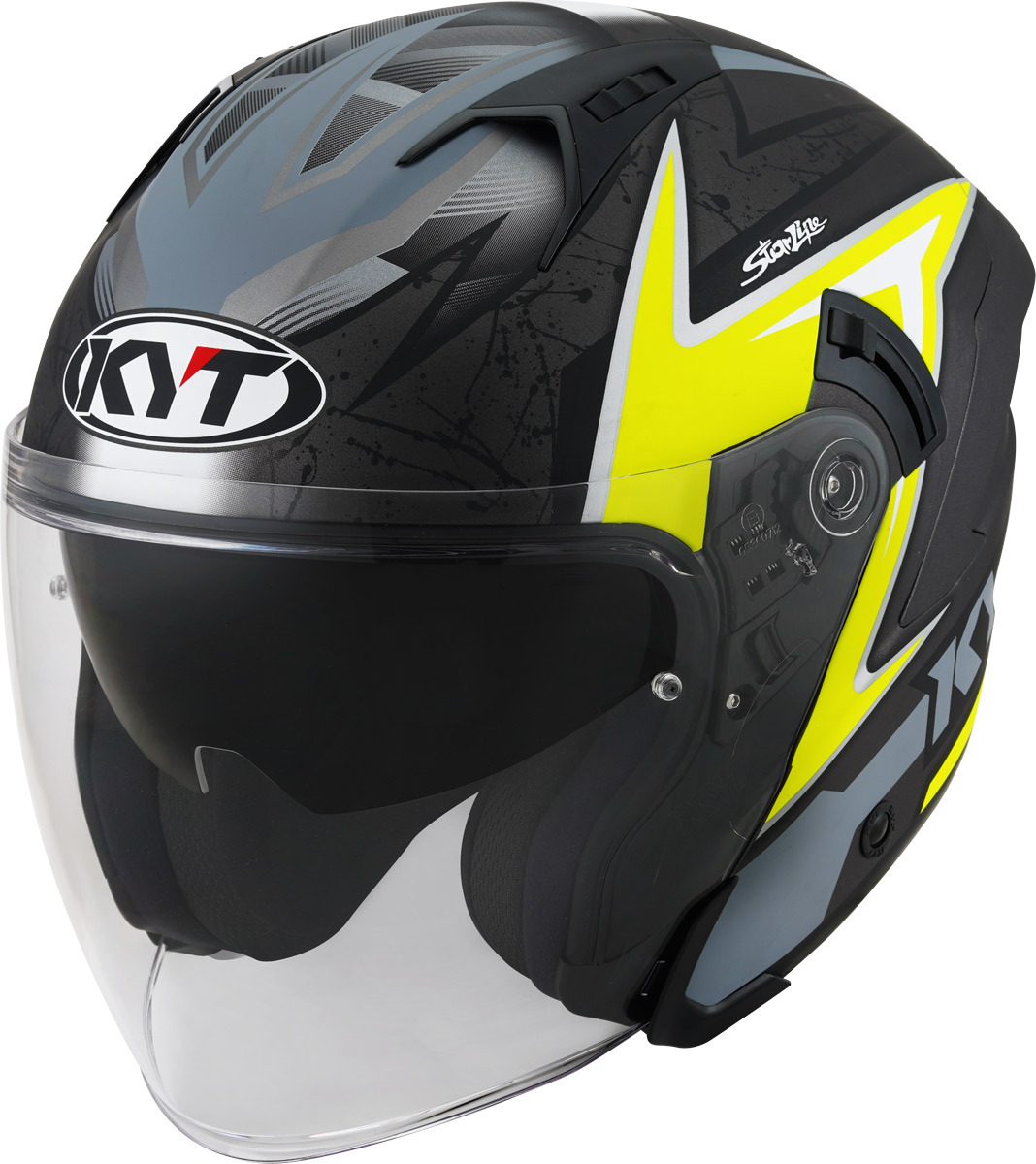 KYT NF-J Attitude Jet Helmet, black-yellow, Size L, L Black Yellow unisex