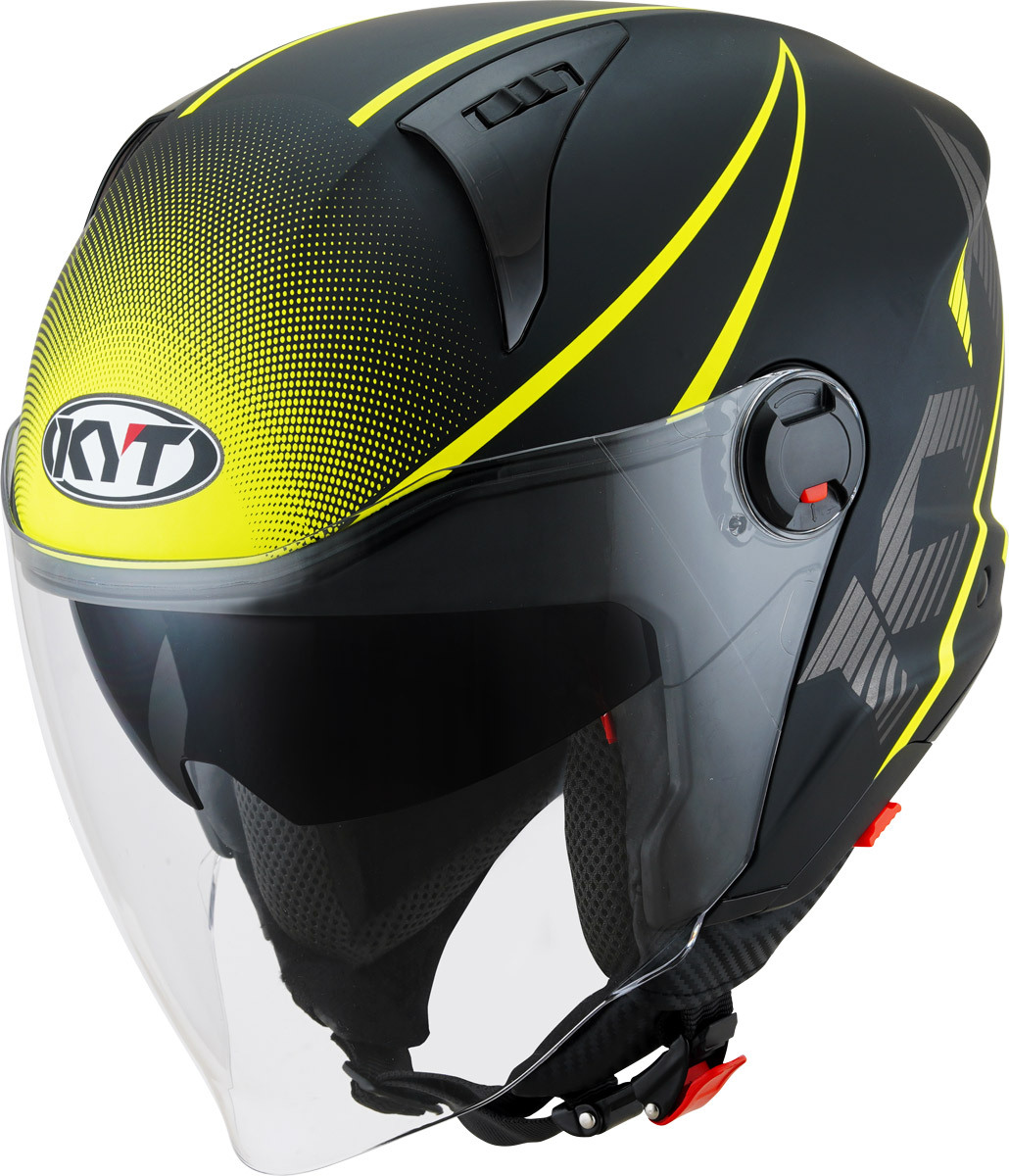 KYT D-City Colorful Jet Helmet, black-yellow, Size S, black-yellow, Size S