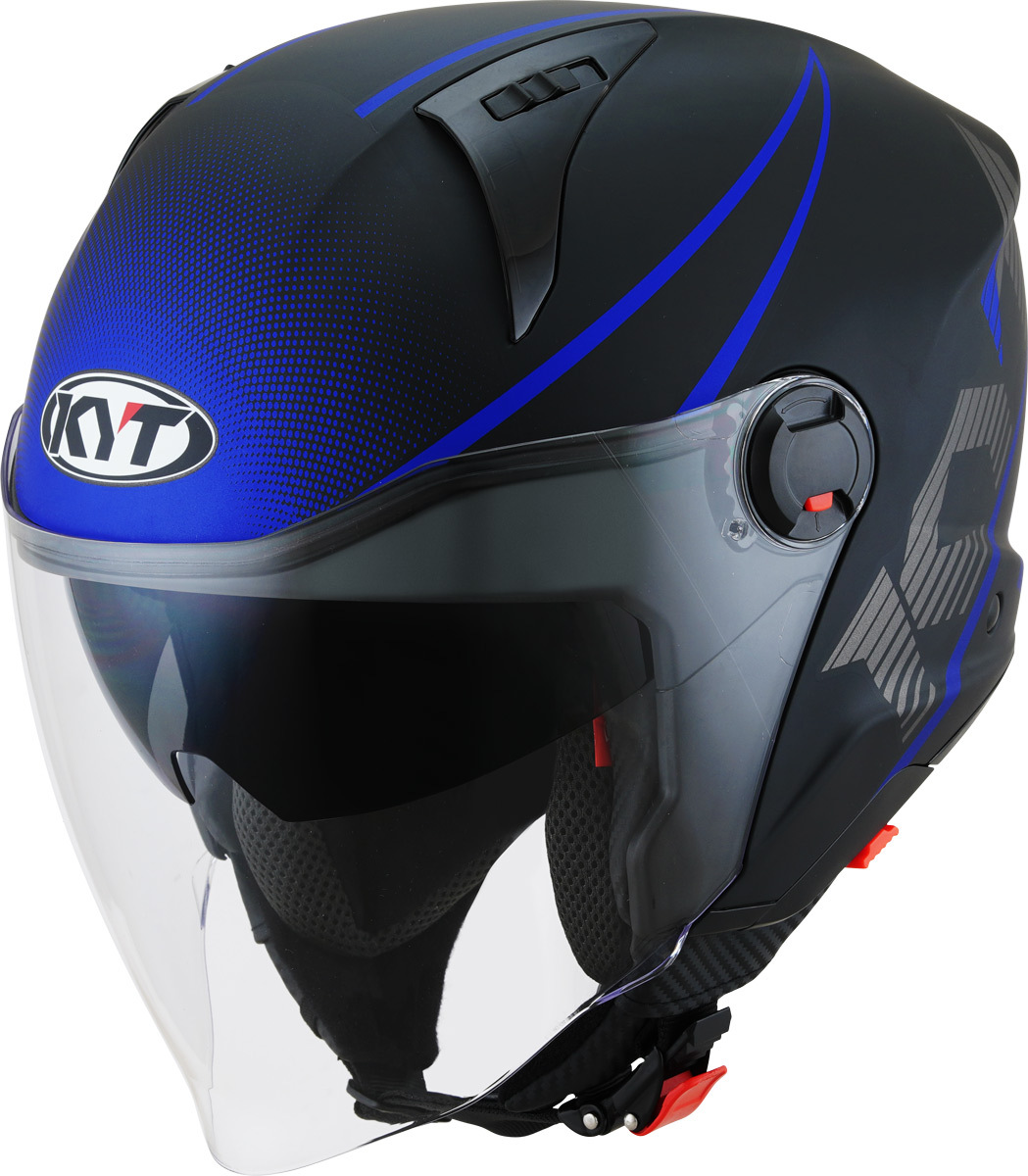 KYT D-City Colorful Jet Helmet, black-blue, Size S, black-blue, Size S