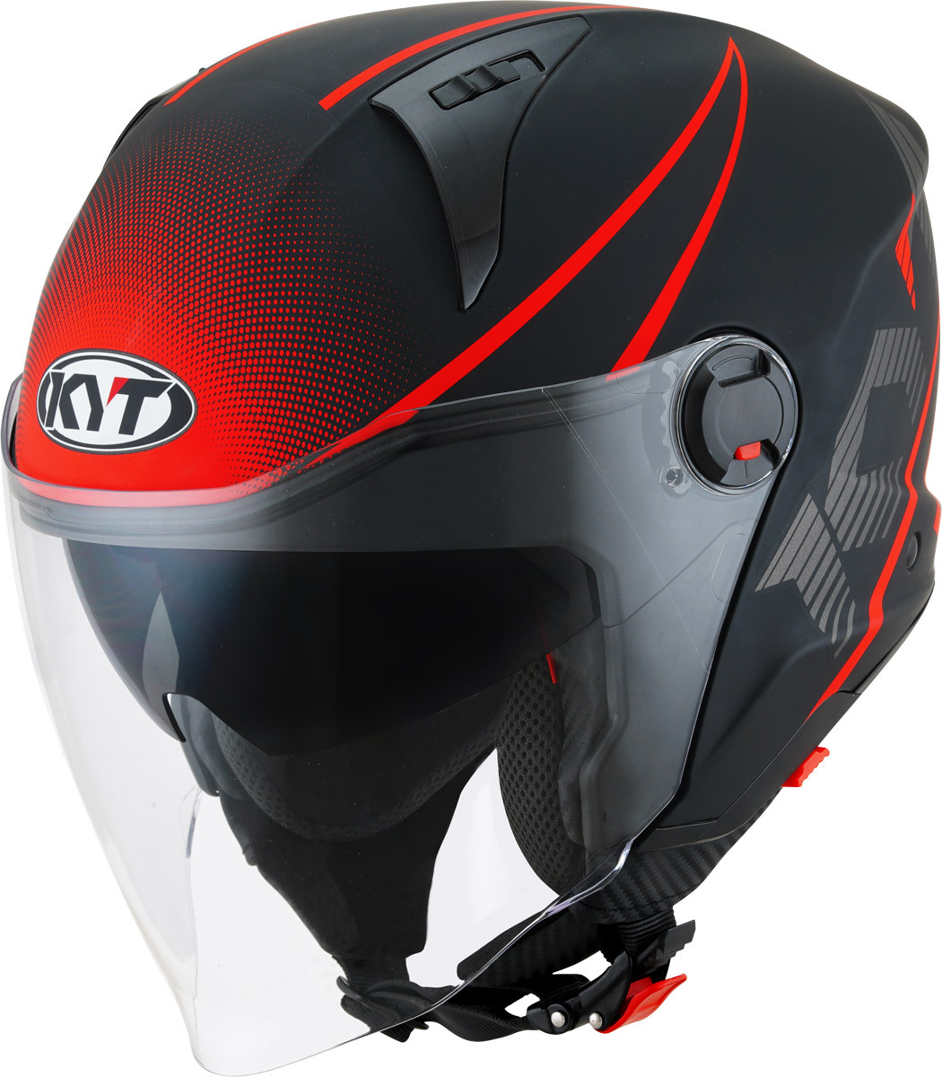 KYT D-City Colorful Jet Helmet, black-red, Size M, black-red, Size M