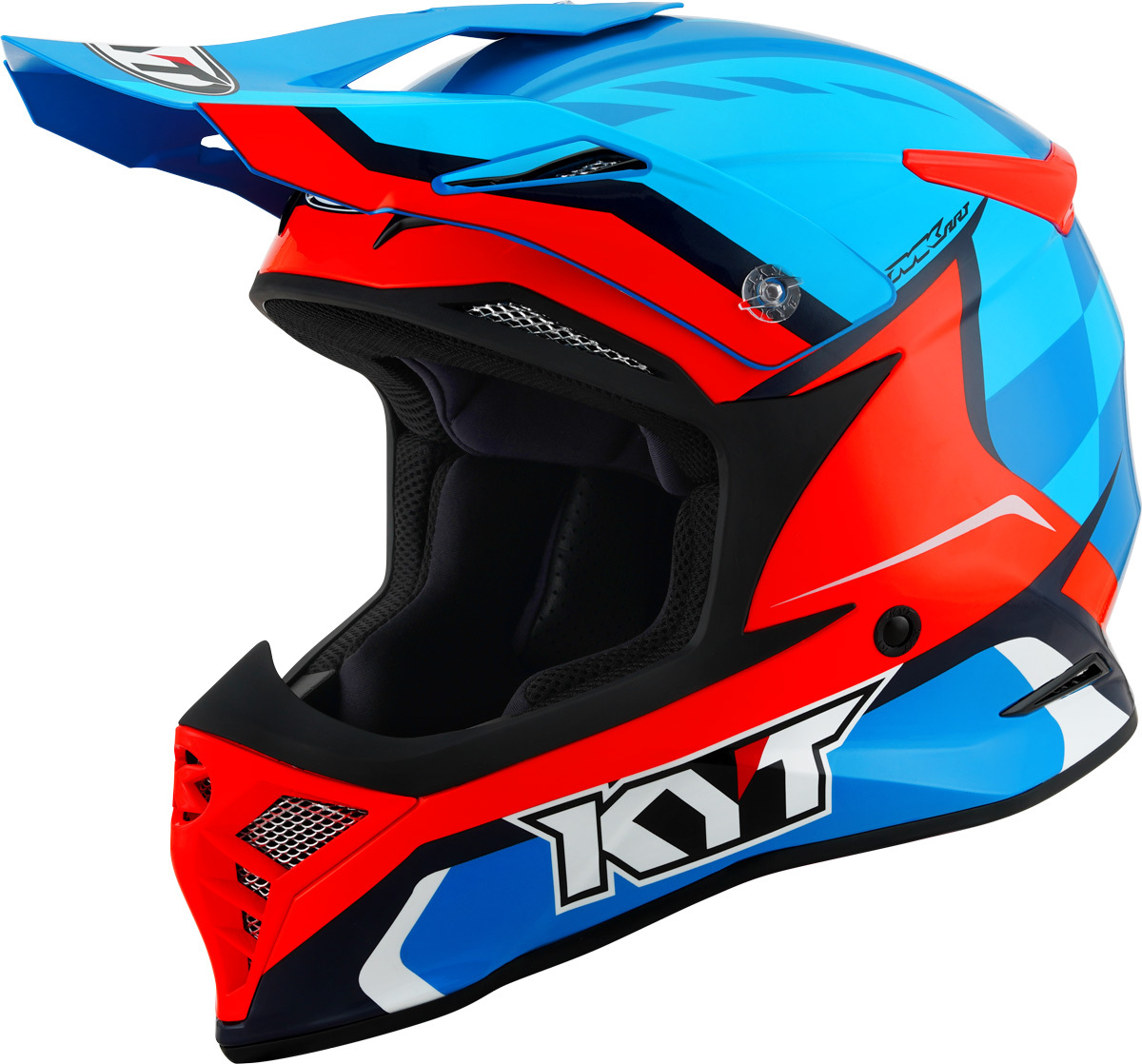 KYT Skyhawk Glowing Motocross Helmet, red-blue, Size S, red-blue, Size S