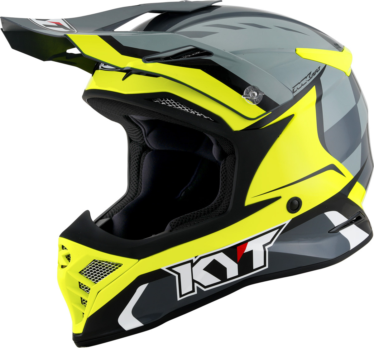 KYT Skyhawk Glowing Motocross Helmet, grey-yellow, Size S, S Grey Yellow unisex