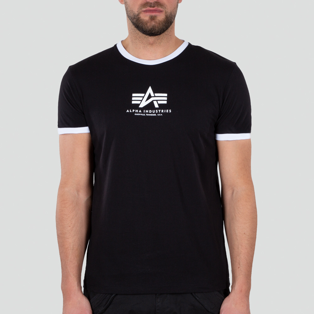 Alpha Industries Basic T Contrast ML T-Shirt, schwarz-weiss, Größe S, schwarz-weiss, Größe S