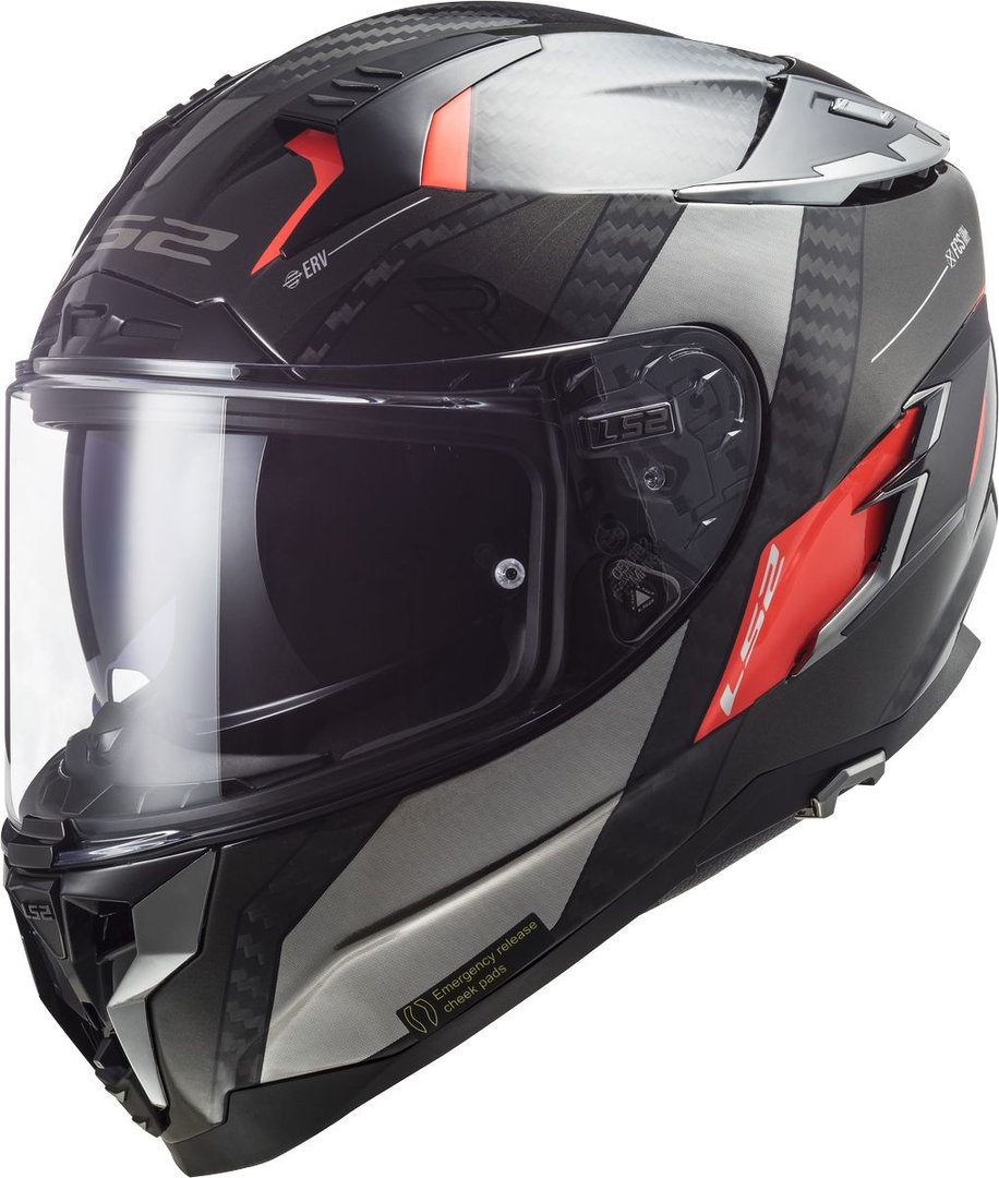 LS2 FF327 Challenger Alloy Carbon Helmet, grey-orange, Size 2XS, grey-orange, Size 2XS