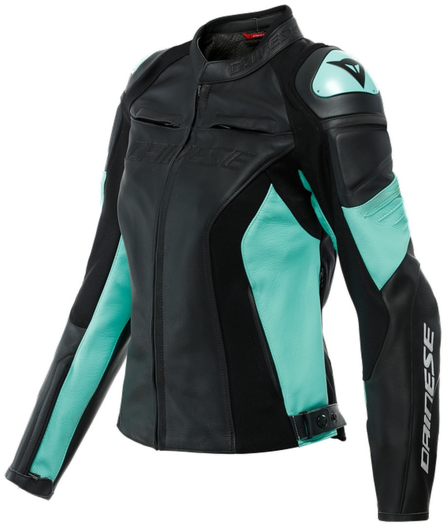 Dainese Racing 4 Дамы Мотоцикл Кожаная куртка Черный/Голубой 46 