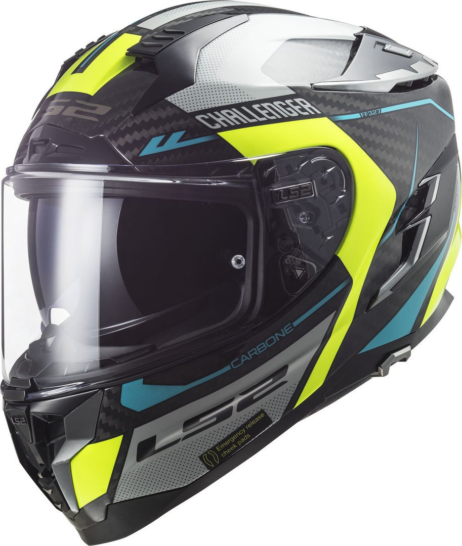 LS2 FF327 Challenger Thorn Carbon Helmet, black-yellow, Size 2XS, black-yellow, Size 2XS