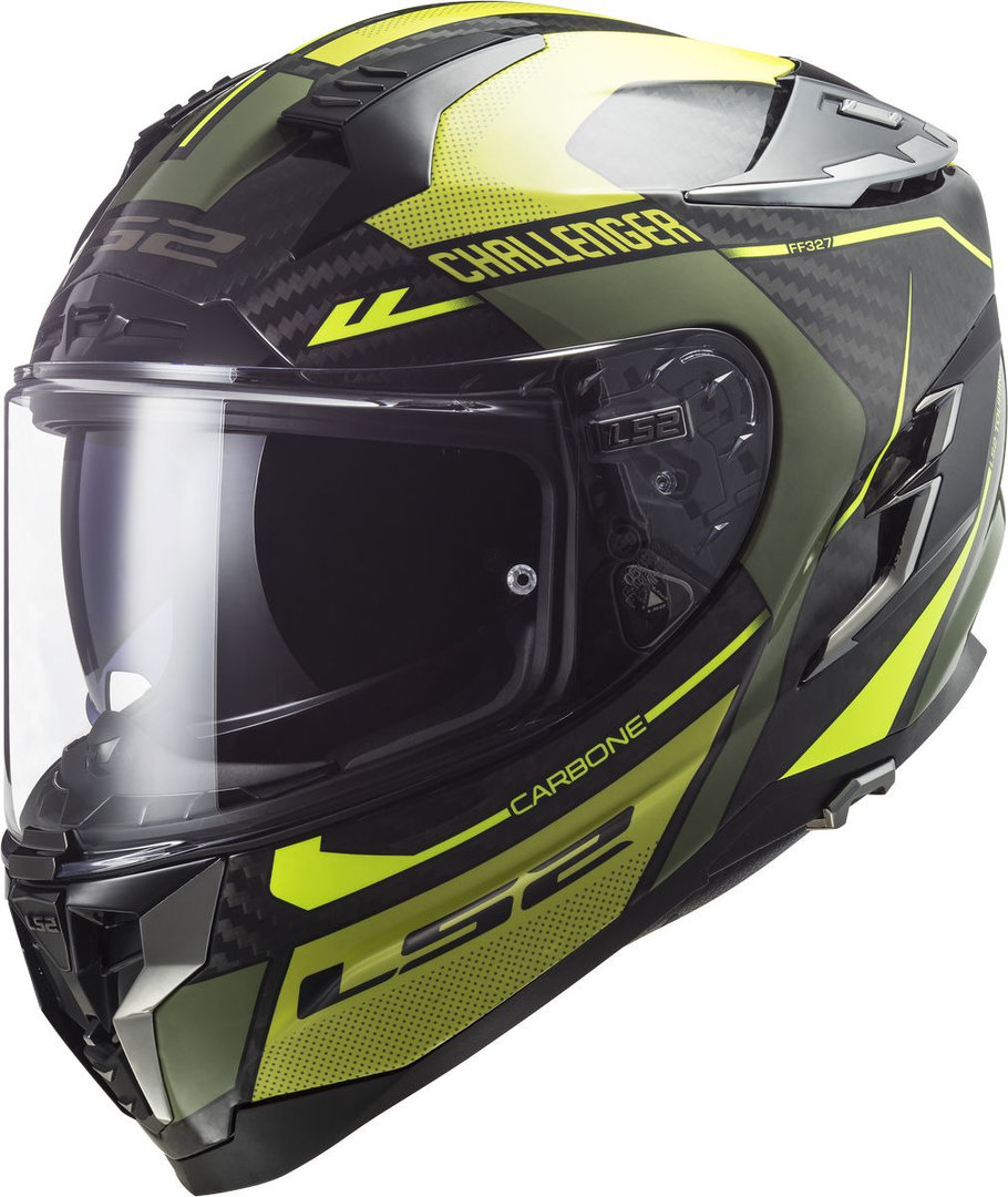 LS2 FF327 Challenger Thorn Carbon Helmet, black-green, Size 2XS, black-green, Size 2XS